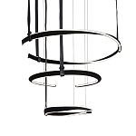 Люстра подвесная с 3-мя кольцами из кожаных ремней черного цвета Half Ring Horizontal  варинант исполнения - 1 | Loft Concept в Кирове