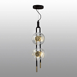 Подвесной светильник с 2-мя прозрачными стеклянными плафонами и золотистыми центральными вставками Virelia  варинант исполнения - 4 | Loft Concept в Кирове