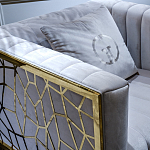 Кресло велюровое серое с фактурным каркасом золотистого цвета Best Traits варинант исполнения - 3 | Loft Concept в Кирове