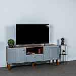 ТВ-тумба серая из массива бука с 2-мя дверками и ящиком Wenge Light варинант исполнения - 7 | Loft Concept в Кирове