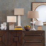 Настольная лампа с белым каркасом и тканевым абажуром Natural Stems варинант исполнения - 4 | Loft Concept в Кирове