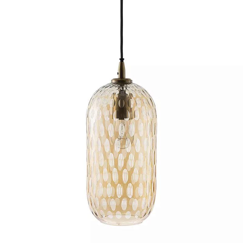 Подвесной светильник с плафоном из затемненного стекла с рельефным узором Glass lampshade with Relief Pattern Янтарный Подвесной светильник с плафоном из затемненного стекла с рельефным узором Glass lampshade with Relief Pattern Янтарный в Кирове | Loft Concept