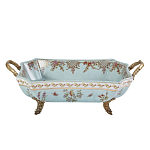 Блюдо прямоугольное из голубого фарфора с ручками и рисунком птиц и цветов Blue Garden варинант исполнения - 1 | Loft Concept в Кирове