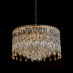 Люстра круглая с хрустальными подвесками на золотистом каркасе Roul Crystal Light варинант исполнения - 4 | Loft Concept в Кирове