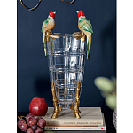 Ваза из прозрачного стекла с бронзовыми ножками и фигурками попугаев Eden Garden porcelain and bronze варинант исполнения - 1 | Loft Concept в Кирове