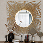 Зеркало-солнце круглое с золотыми лучам Sunrise варинант исполнения - 2 | Loft Concept в Кирове