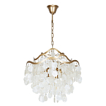 Люстра подвесная с белыми перламутровыми подвесками и изогнутыми золотистыми элементами Диаметр 50 см SHELL Chandelier варинант исполнения - 1 | Loft Concept в Кирове