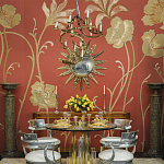 Обои с вышивкой ручной работы Deco Flowers Original colourway on wool sateen варинант исполнения - 1 | Loft Concept в Кирове