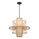 Подвесной светильник фигурный из деревянных прутьев с плафоном из натуральной ткани Light Inside the Cell варинант исполнения - 4 | Loft Concept в Кирове