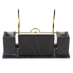 Настольный письменный набор из белого мрамора с часами Marble Accessory варинант исполнения - 3 | Loft Concept в Кирове