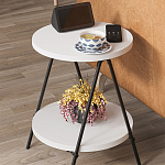 Стол приставной с 2-мя круглыми белыми столешницами ESSEL SIDE TABLE WHITE варинант исполнения - 9 | Loft Concept в Кирове