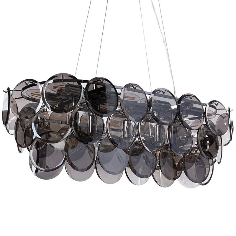 Люстра с круглыми стеклянными подвесками Cardiel Smok Glass Chandelier Стекло Смок Хром Люстра с круглыми стеклянными подвесками Cardiel Smok Glass Chandelier Стекло Смок Хром в Кирове | Loft Concept