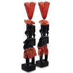 Комплект из 2-х деревянных статуэток Asmat Red Straw Headdress Statuettes варинант исполнения - 2 | Loft Concept в Кирове