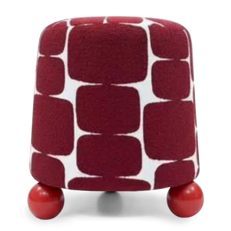 Пуф Wakonda с Красным онаментом и круглыми ножками Белый Красный в Кирове | Loft Concept 