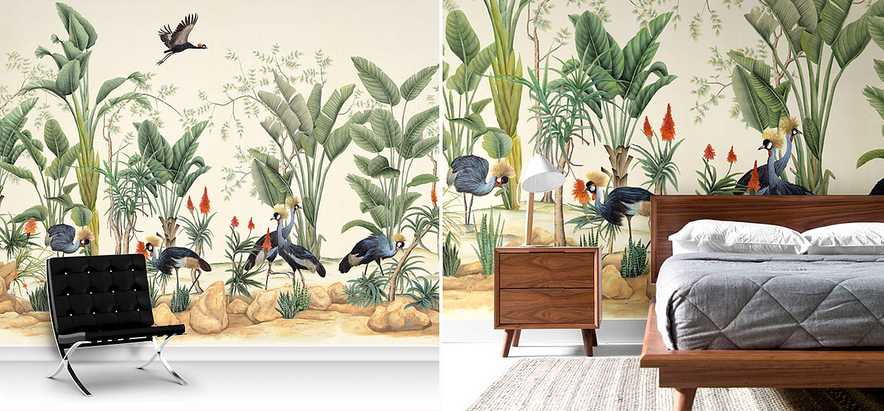 Обои ручная роспись African Cranes Обои ручная роспись African Cranes - Loft-Concept в Кирове