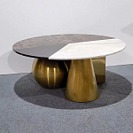 Дизайнерский журнальный стол с круглой столешницей на 3-х геометрических ножках Lehumod варинант исполнения - 1 | Loft Concept в Кирове
