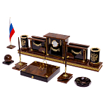 Настольный письменный набор с часами из природного камня обсидиана Royal Set варинант исполнения - 2 | Loft Concept в Кирове