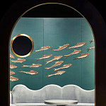 Обои с вышивкой ручной работы Deco Fish Original colourway варинант исполнения - 2 | Loft Concept в Кирове