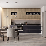 Прямая кухня с фасадом под дерево Maurice Kitchen Set варинант исполнения - 1 | Loft Concept в Кирове