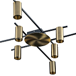 Потолочный светильник с 10-ю цилиндрическими плафонами цвета латунь TRIBES CHANDELIER варинант исполнения - 2 | Loft Concept в Кирове