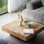 Дизайнерский журнальный стол квадратный с черным трапециевидным основанием Wokab варинант исполнения - 2 | Loft Concept в Кирове