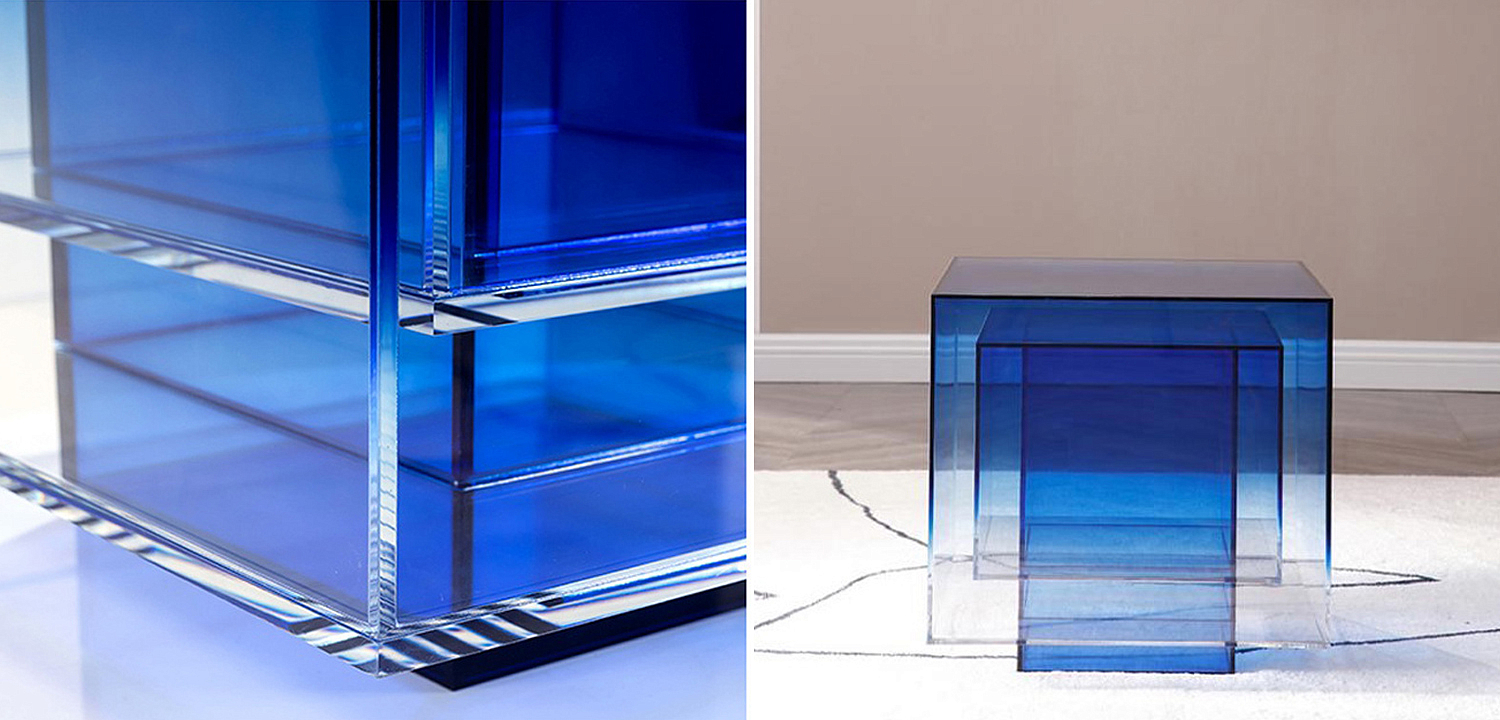 Дизайнерский журнальный стол Glass Square Синий studio BUZAO - Loft-Concept в Кирове