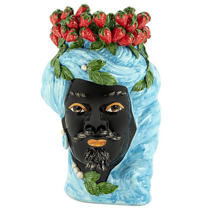 Ваза VASE STRAWBERRIES HEAD MAN BIG Blue