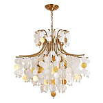 Люстра подвесная с белыми и золотыми круглыми подвесками Диаметр 70 см SHELL Chandelier варинант исполнения - 1 | Loft Concept в Кирове