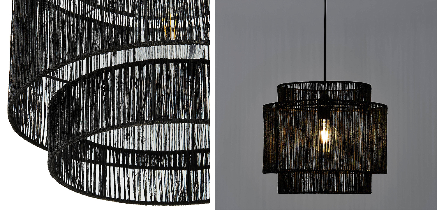 Подвесной светильник Signe Wicker Hemp Black Dual Подвесной светильник Signe Wicker Hemp Black Dual - Loft-Concept в Кирове