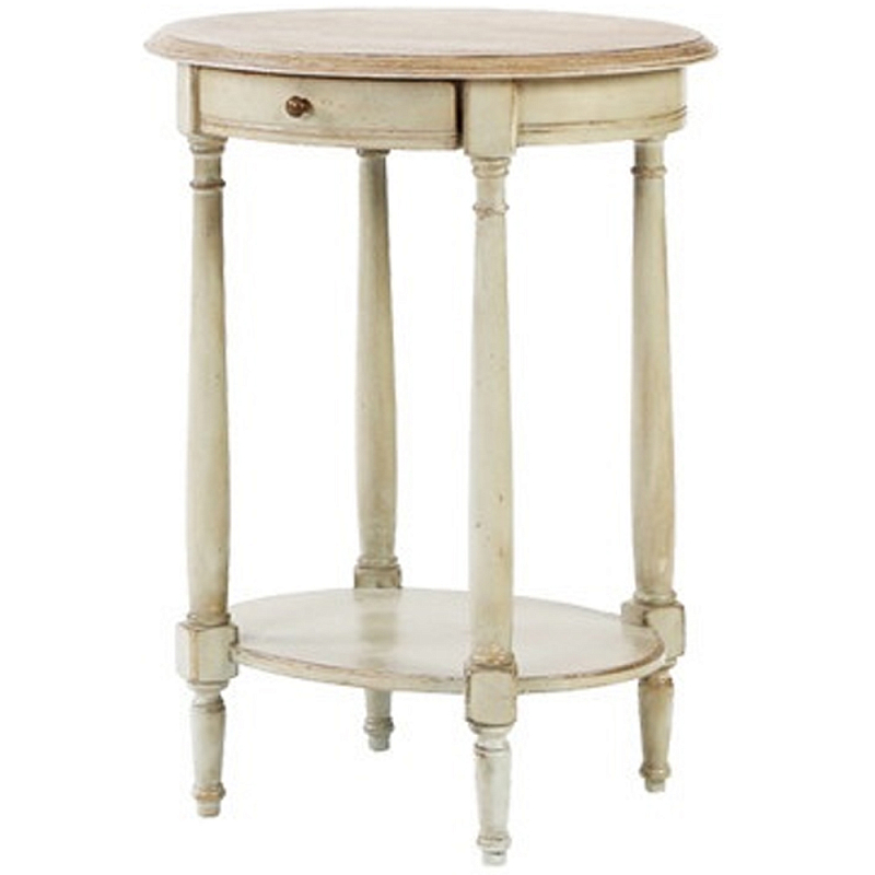 Круглый кофейный стол с ящиком Emilien Montmartre Provence Coffee Table Слоновая кость Светлый дуб Круглый кофейный стол с ящиком Emilien Montmartre Provence Coffee Table Слоновая кость Светлый дуб в Кирове | Loft Concept