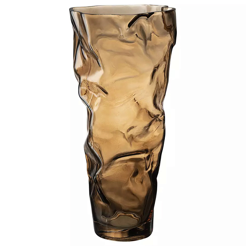 Ваза стеклянная фактурная Crumpled Vase 32 см Коричневый Ваза стеклянная фактурная Crumpled Vase 32 см Коричневый в Кирове | Loft Concept