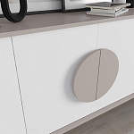 Комод бежево-белый с 4-мя дверцами c декором в виде бежевого круглого элемента на фасаде GORA CONSOLE 180CM LIGHT MOCHA варинант исполнения - 4 | Loft Concept в Кирове