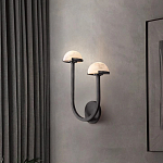Бра с 2-мя мраморными плафонами на черном корпусе Light Warm Light варинант исполнения - 2 | Loft Concept в Кирове