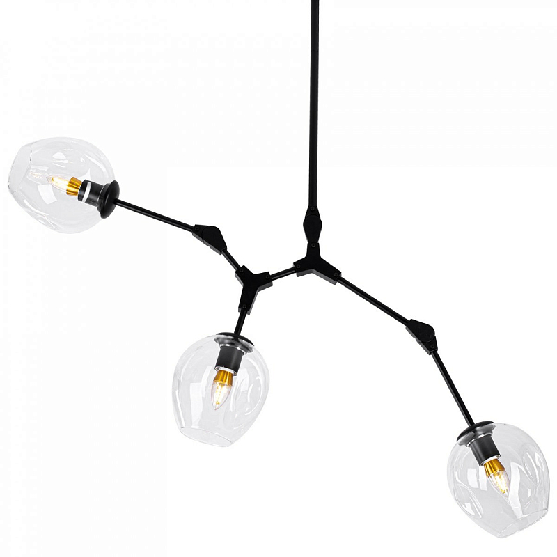 Люстра Сrumpled Glass Bubble Chandelier Black 3 плафона Прозрачный Люстра Сrumpled Glass Bubble Chandelier Black 3 плафона Прозрачный в Кирове | Loft Concept