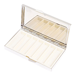 Таблетница карманная прямоугольная на 7 отделений с зеркалом и накладкой из натурального камня Турмалин Silver Stone Pillboxes варинант исполнения - 3 | Loft Concept в Кирове