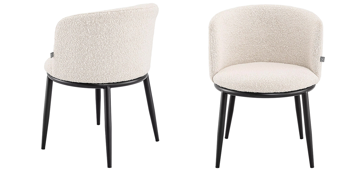 Комплект из двух стульев Eichholtz Dining Chair Filmore Set of 2 Boucle Cream Комплект из двух стульев Eichholtz Dining Chair Filmore Set of 2 Boucle Cream - Loft-Concept в Кирове
