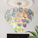 Люстра с каскадом из круглых разноцветных стеклянных дисков Mother of Pearl Iridescence варинант исполнения - 1 | Loft Concept в Кирове