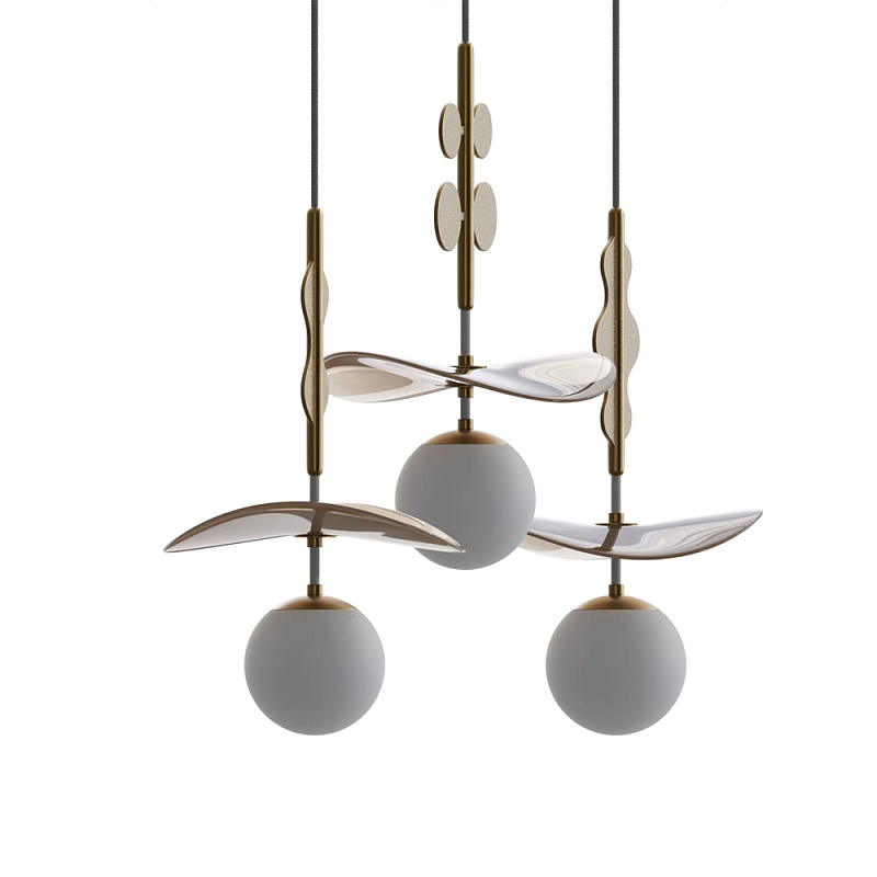 Подвес Bloomy Бежевый Белый Латунь в Кирове | Loft Concept 