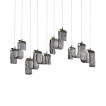 Подвесной светильник линейный с плафонами волнистой формы из фактурного стекла Big Wave варинант исполнения - 2 | Loft Concept в Кирове