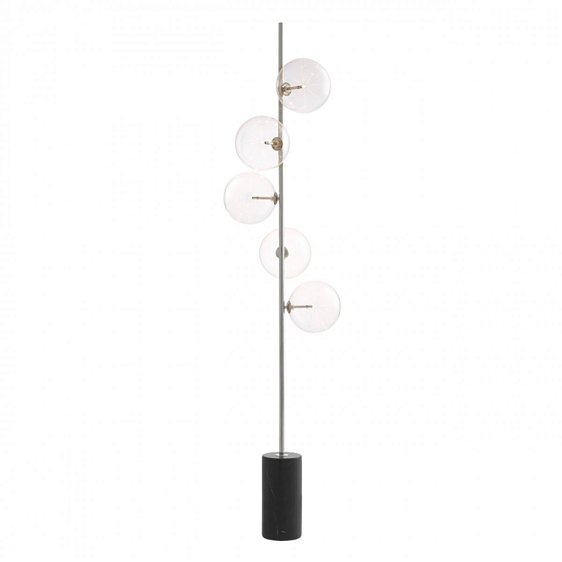 Торшер Eichholtz Floor Lamp Tempo Nickel Прозрачное Стекло Никель Черный Мрамор Nero Торшер Eichholtz Floor Lamp Tempo Nickel Прозрачное Стекло Никель Черный Мрамор Nero в Кирове | Loft Concept