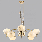 Люстра подвесная с 8-ю шарообразными плафонами из белого стекла с подвесками из камня и кисточками Agatelle варинант исполнения - 4 | Loft Concept в Кирове