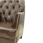 Кресло кожаное c мягкими подлокотниками на 4-х деревянных ножках из массива березы Joseph Armchair brown варинант исполнения - 3 | Loft Concept в Кирове