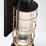 Настенный фонарь цилиндрической формы с рифленым стеклом в золотом каркасе на черном прямоугольном основании Eurofase варинант исполнения - 4 | Loft Concept в Кирове