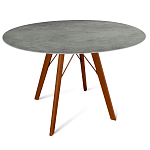 Стол обеденный с серой овальной столешницей из керамики на четырех деревянных ножках Gray Ceramics варинант исполнения - 8 | Loft Concept в Кирове