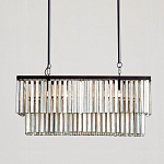 Люстра линейная прямоугольная с подвесками из натурального перламутра Nacre варинант исполнения - 2 | Loft Concept в Кирове