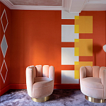 Обои ручная роспись Chez Nina by India Mahdavi Lantana colourway on Arancio dyed silk варинант исполнения - 2 | Loft Concept в Кирове