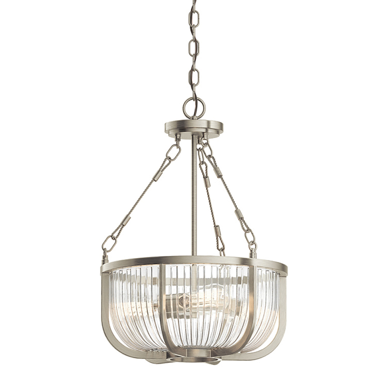 Люстра подвесная с чашеобразным плафоном из прозрачных стеклянных прутьев Kichler Никель Прозрачный Латунь в Кирове | Loft Concept 
