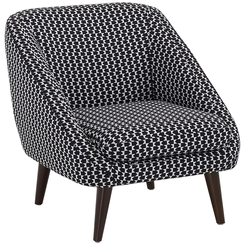 Кресло с черно-белым принтом Pauley Black White Armchair Черно-белый Коричневый Кресло с черно-белым принтом Pauley Black White Armchair Черно-белый Коричневый в Кирове | Loft Concept