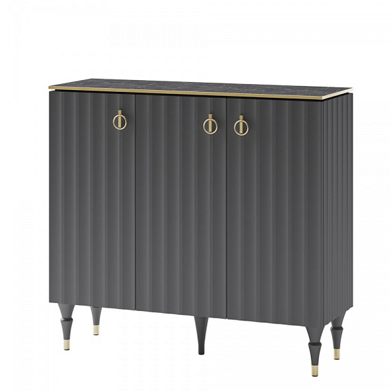 Консоль с фасадами цвета графит Antique Order Graphite Графит Золотой Черный Мрамор Nero Консоль с фасадами цвета графит Antique Order Graphite Графит Золотой Черный Мрамор Nero в Кирове | Loft Concept