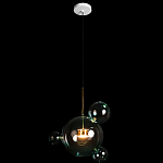 Подвесной светильник с прозрачными бирюзовыми стеклянными шарами и золотыми деталями Диаметр 43 Giopato & Coombes варинант исполнения - 2 | Loft Concept в Кирове